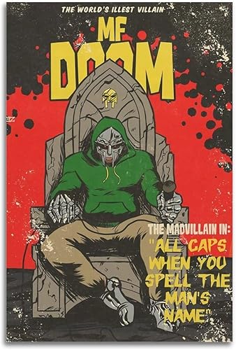 MF DOOM - Póster vintage, pintura en lienzo, decoración estética de habitación e impresiones, arte de pared para decoración del hogar, 08 x 12
