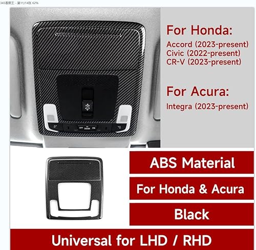 Miniatura 190 de Car Central Armrest Box Cover Decals for 2022 2023 2024 2025 Honda Civic 11th Gen Accessories ABS Carbon Fiber Interior Stickers