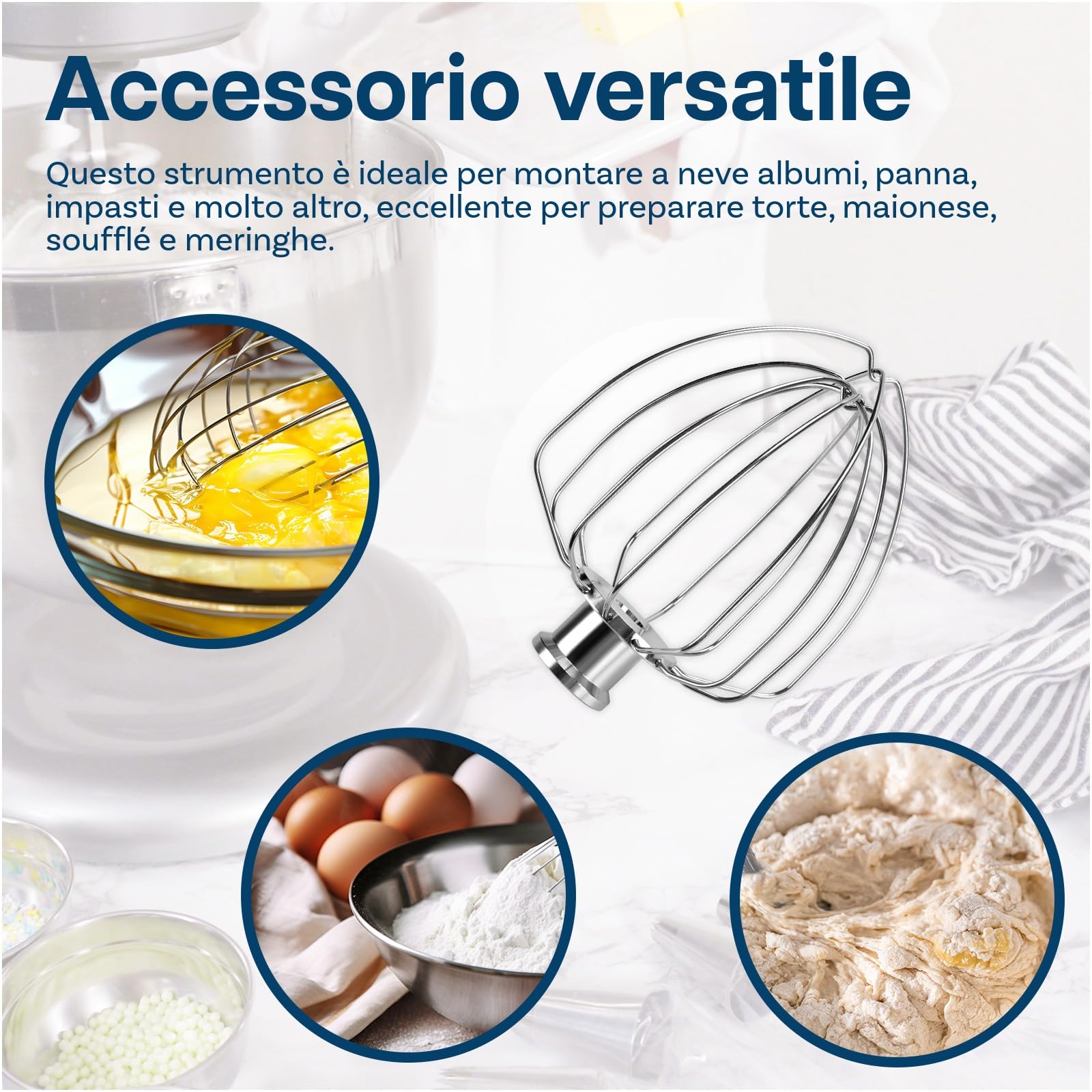 K45WW Frusta a 6 Fili per KitchenAid 4,5-5 Quart Tilt-Head Stand Mixers Serie Artisan & Classic di MMOBIEL - Agitatore per Panna Uova Alluminio - Torta Maionese Frusta - Solo Lavaggio a Mano