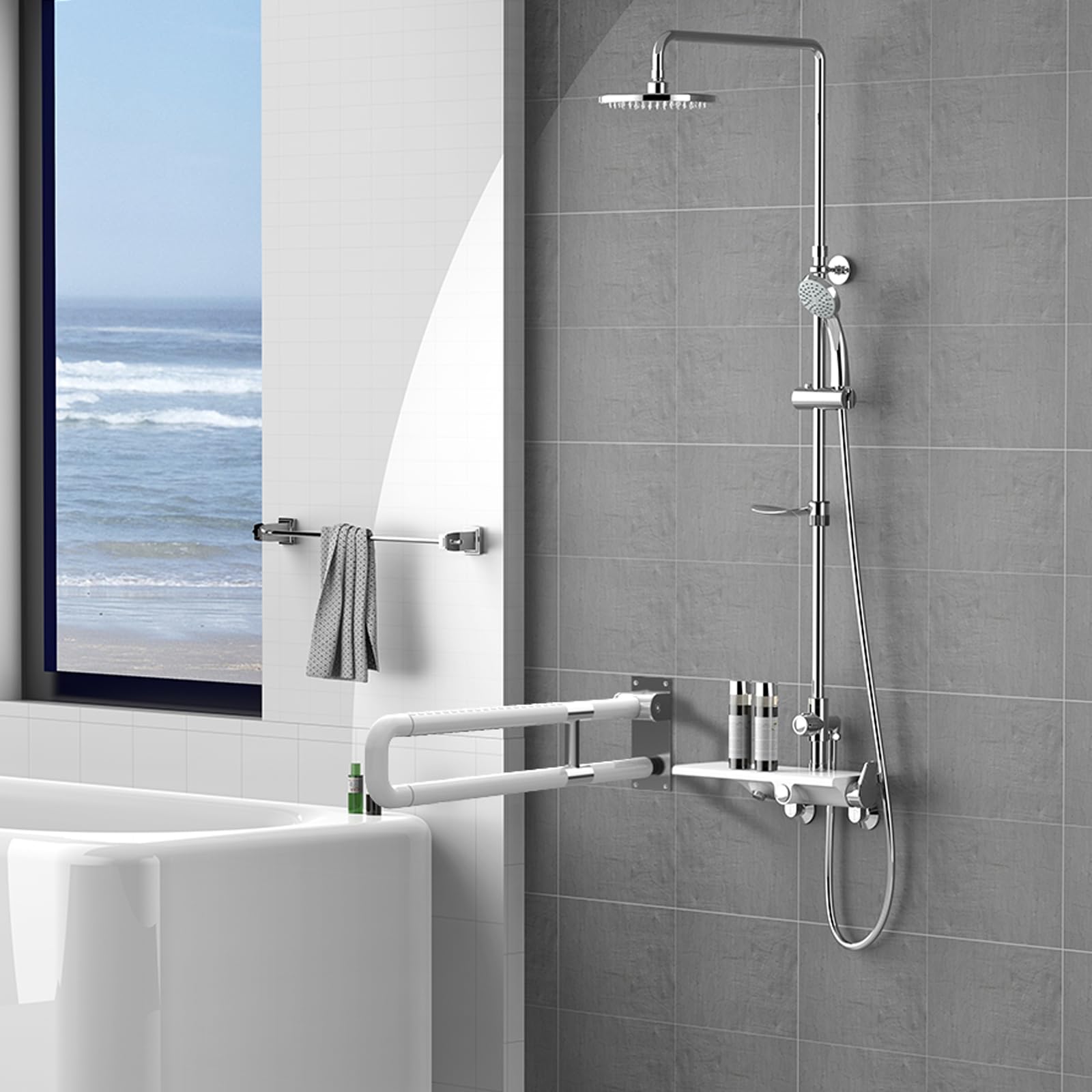 Barra de Apoyo Baño, Mango de movilidad para la Bañera, Baño (75cm) | Baranda de Baño, SUS 304 mango de seguridad antideslizante con fluorescencia para baño, bañera Antideslizante Durable