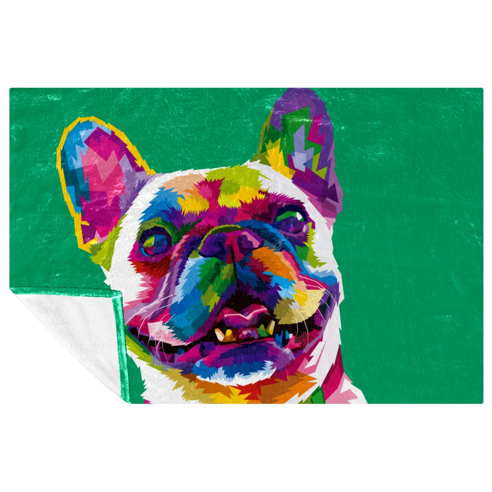 Couverture bouledogue français douce anti-froid pour lit, plage et voyage