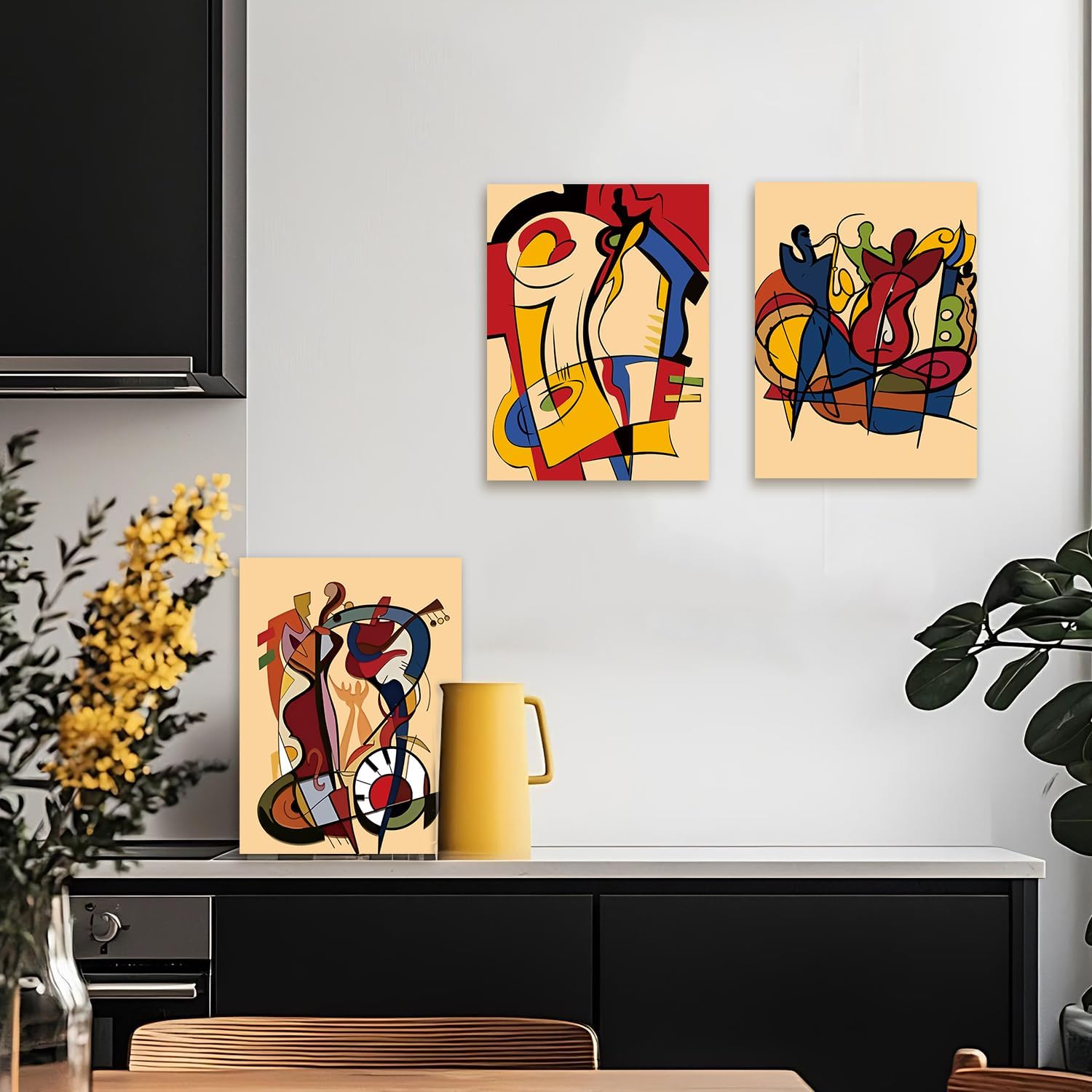 Colorful Abstract Wall Art Modern Street Graffiti Pictures Wall Decor Set of 3 Pcs, Colors Music Canvas Prints Posters Fantasy Paintings Home Artwork for Bedroom Living Room Home Decoration 12x16“