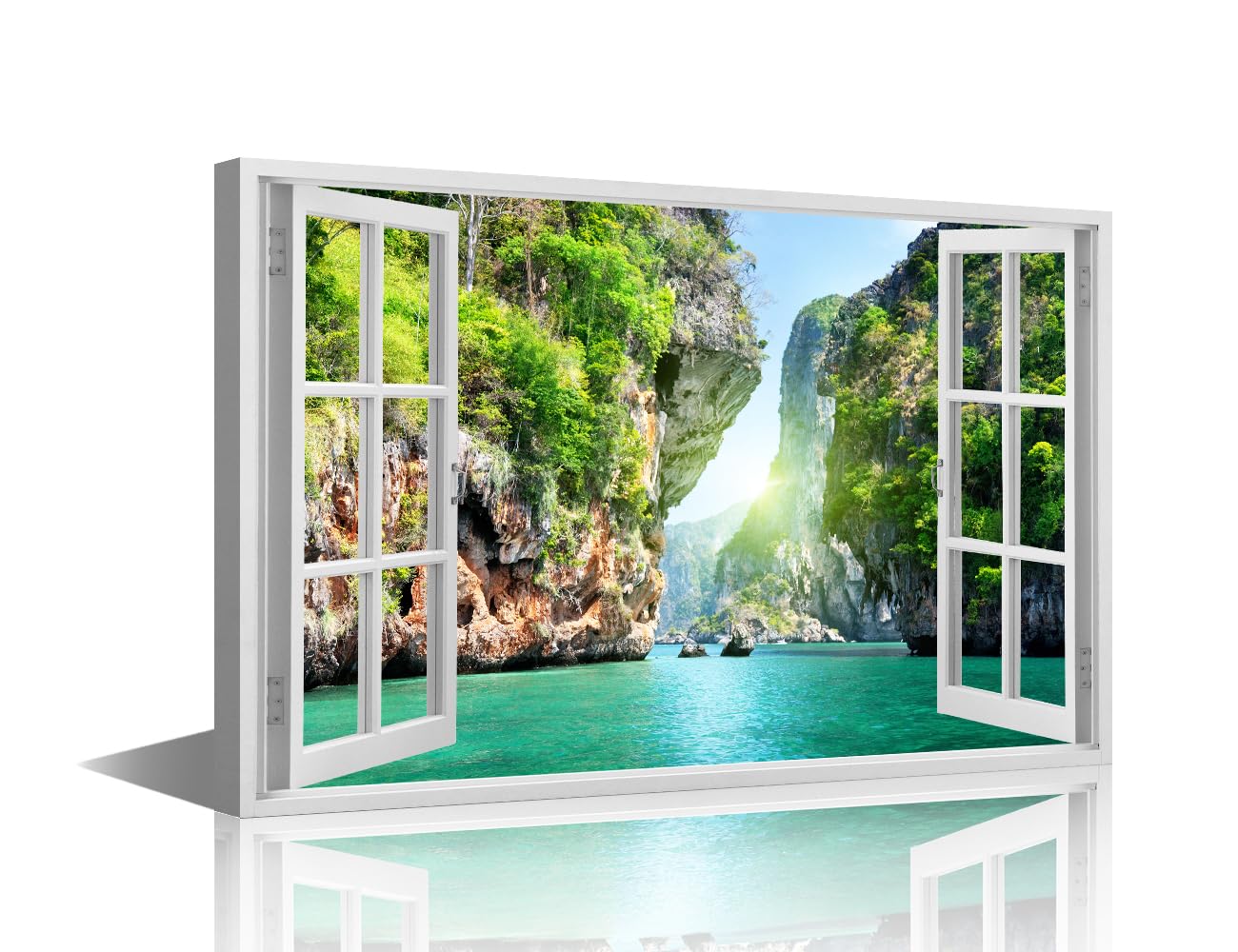 1 Piece Canvas Wall Art for Bedroom Landscape 3D Fake Wall Paintings for Living Room Canyon Office Modern Decor Mountain Pictures Print On Canvas Giclee Framed Ready to Hang, 24x16in