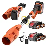 Leaf Blower Cordless with Battery and Charger, 290000 RPM, Folding & Lightweight Turbo Jet Blower for Lawn, Yard, Sidewalk Cleaning-(Orange)