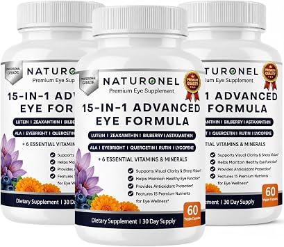 15-in-1 Advanced Eye Formula 3-Pack Vision & Eye Health with Lutein, Zeaxanthin, Bilberry, Eyebright & Antioxidants | Eye Support Formula for Daily Comfort, Macular Support Formula