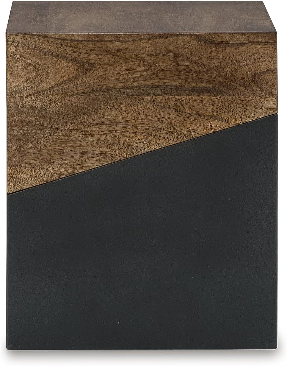 Signature Design by Ashley Trailbend Eclectic Accent End Table, Brown & Gunmetal