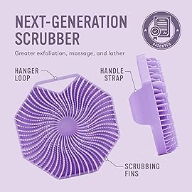 Sud Scrub Antimicrobial Silicone Body Scrubber, Exfoliating Body Scrubber for Sensitive Skin, Eco Friendly Shower Scrubber for Body, Silicone Body Brush for Showering, Purple