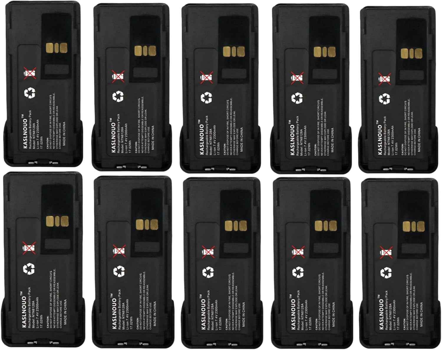 10-Pack Replacement Battery for Motorola APX 4000, APX 3000 NNTN8128 NNTN8129 PMNN4424 PMNN4448 Radio 7.4V/2300mAh