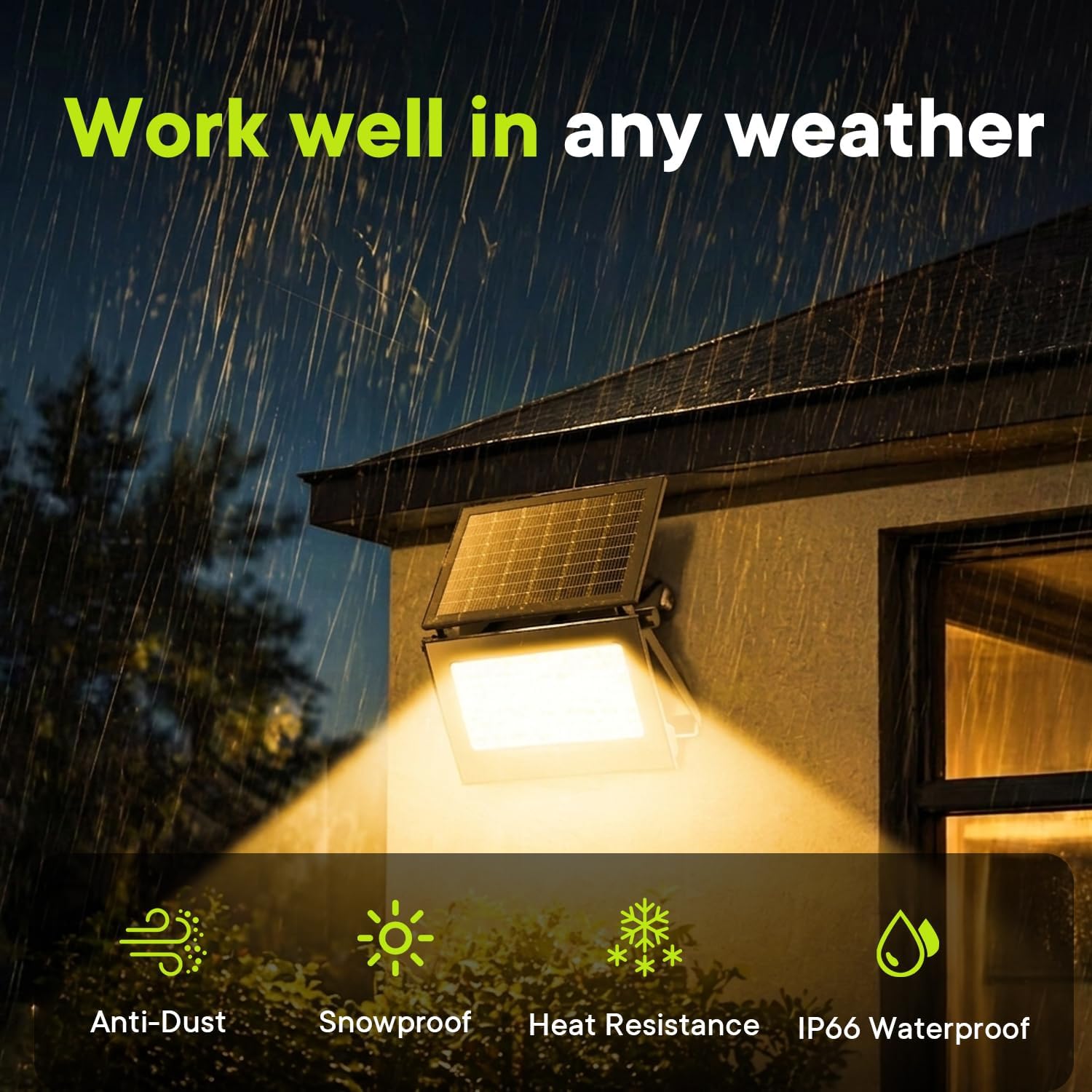 Solar Motion Sensor Lights Outdoor, IP66 Waterproof Security Floodlight with Remote, 3 Modes & Dual Color Temperatures for Patio, Garden, Garage - No Electricity Bill, 2 Pack