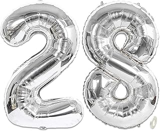Aabellay Silver Number Balloons Large Foil Mylar Balloons 40 Inch Giant Jumbo Number Balloons for Birthday Party Decorations â€“ Silver 28