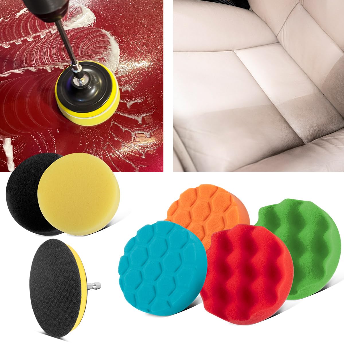 STAHLWERK Set di 45 spazzole per avvitatore a batteria e trapani, cuscinetti abrasivi in velcro, spazzole per la pulizia e spugne per lucidatura con attacco standard con adattatore di prolunga incluso