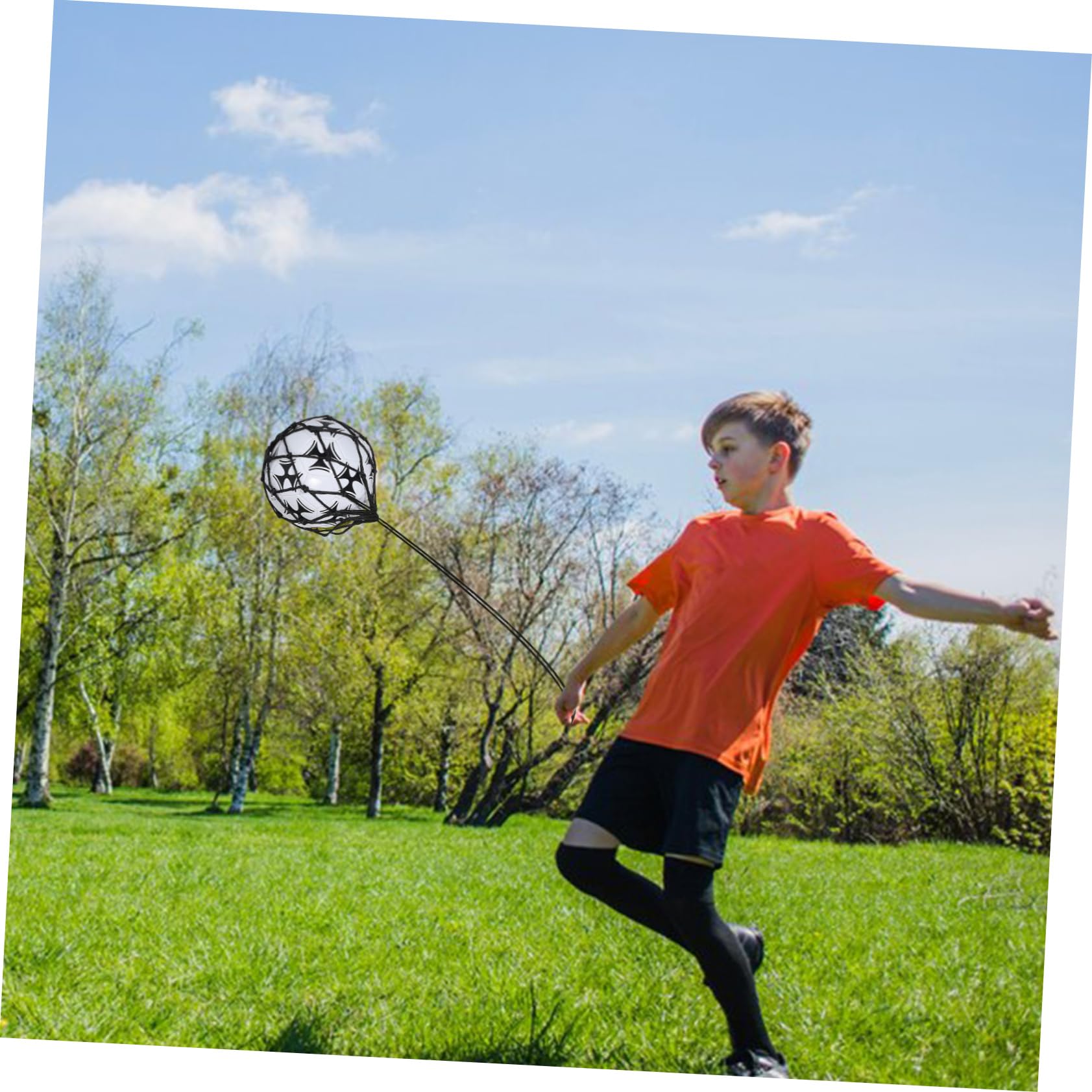 BRIGHTFUFU Adjustable Soccer Training Net Versatile Football Juggling Aid for Kick Practice and Portable Design for Youth Training Black Soccer Equipment