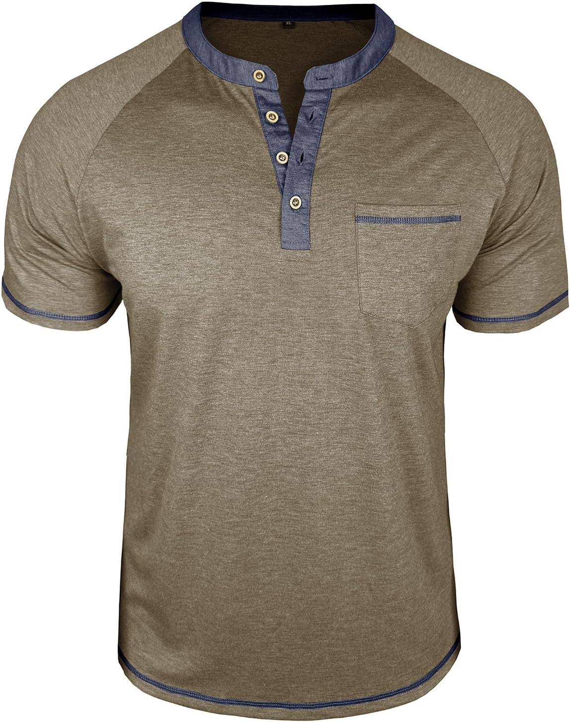 Men's Raglan Short Sleeve Shirt Color Block Button Down Casual Baseball Tee T-Shirt Contrast Summer Pullover Tops