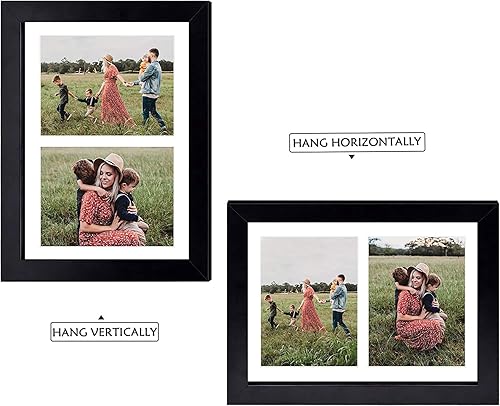 Miniatura 6 de Golden State Art Juego de 10 portarretratos de madera negra de 85 x 11 pulgadas tapete blanco para fotos de 2 a 5 x 7 pulgadas vidrio real soporte