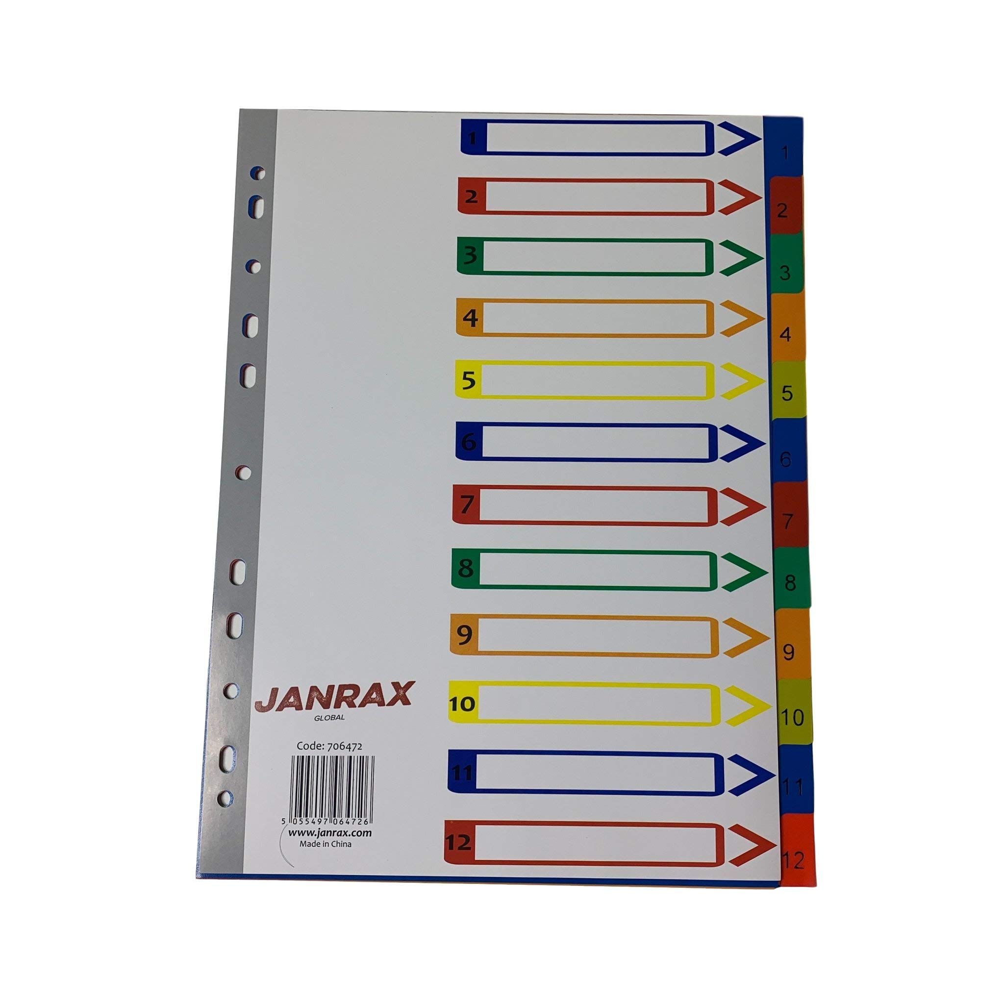 A4 12 Part Polypropylene Dividers with Index Cover
