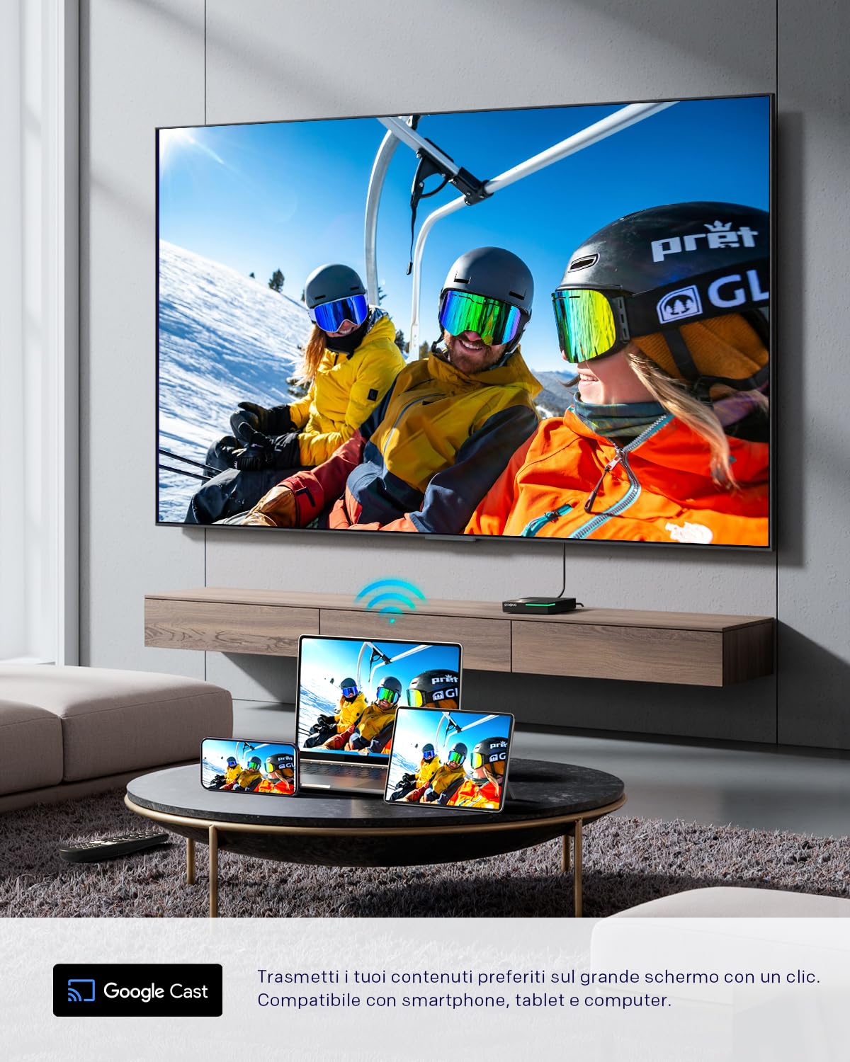 STRONG Leap-S3 Pro Streaming Box 4K UHD Google TV Con Porta Ethernet, Android 12, 4GB RAM + 32GB Memoria, Wi-Fi 6, Chromecast Integrato, Controllo Vocale Google, Dolby Audio & Dolby Vision