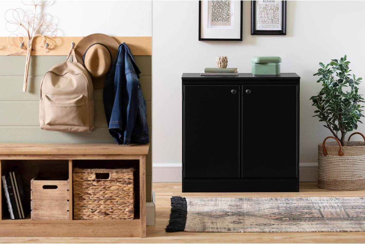 South Shore Morgan Small 2-Door Storage Cabinet, Pure Black (7270722)