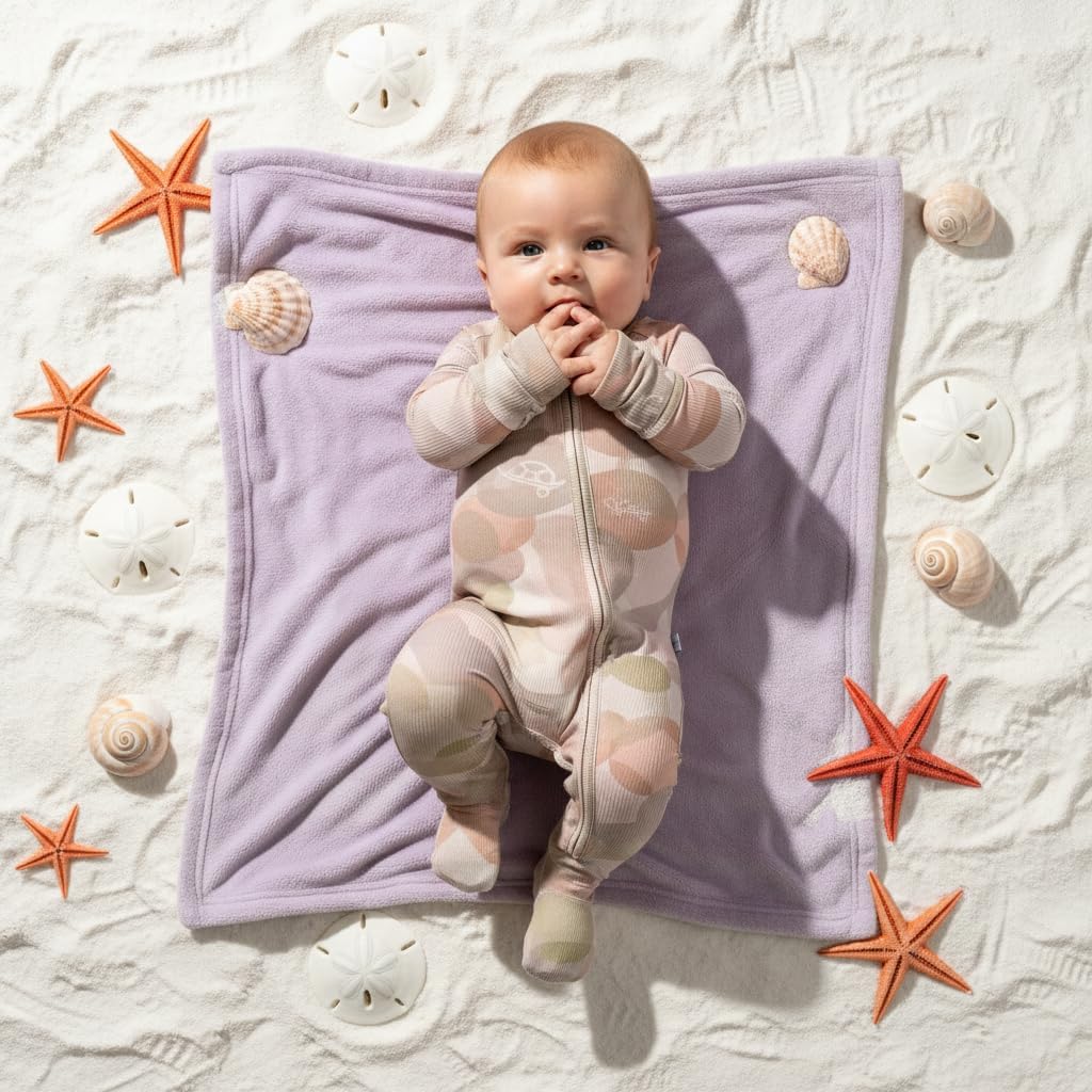 Stretchy Ribbed Viscose from Bamboo Baby Onesie, 2-Way Zipper Romper, Fold-Over Cuffs for Infants & Toddlers