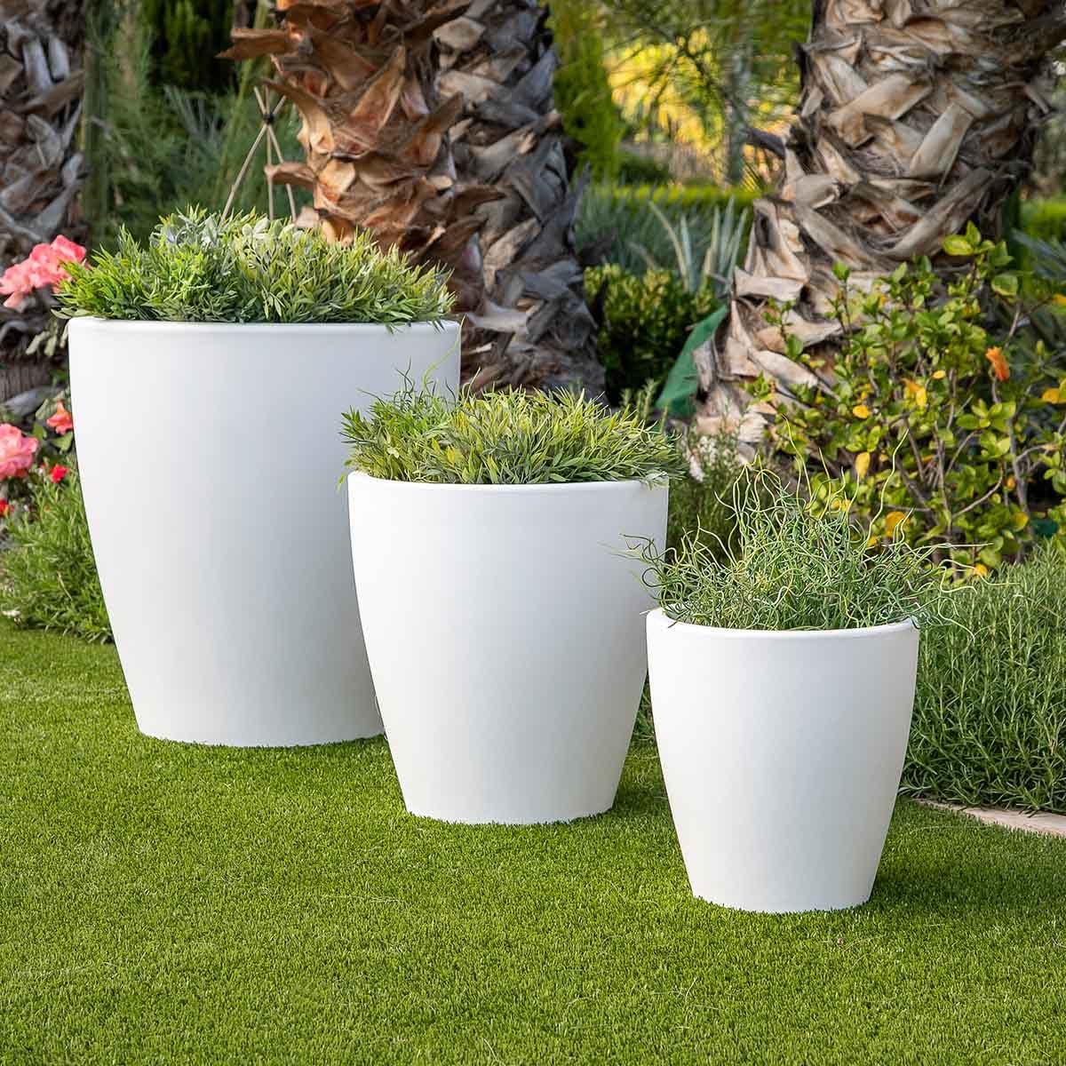 newgarden - Macetero Redondo de ø40x43 cm de Polietileno Muy Resistente para Flores y Plantas. Maceta de 30 litros. Color Blanco