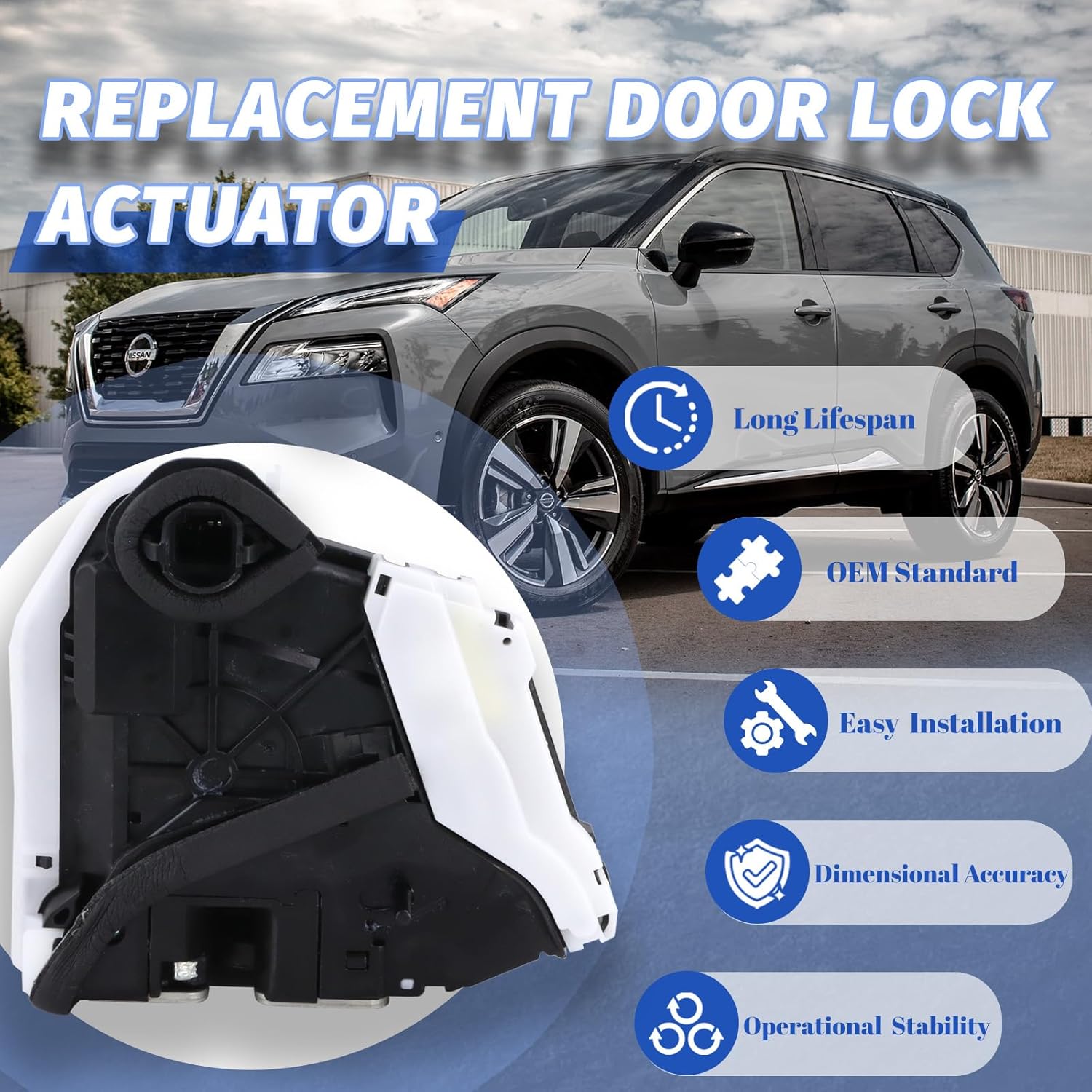 Door Lock Actuator Rear Left Driver Side Compatible with 2021-2025 Nissan Rogue, Door Latch Replacement 82501-6RA0A 825016RA0A 82501-6RR0B 825016RR0B