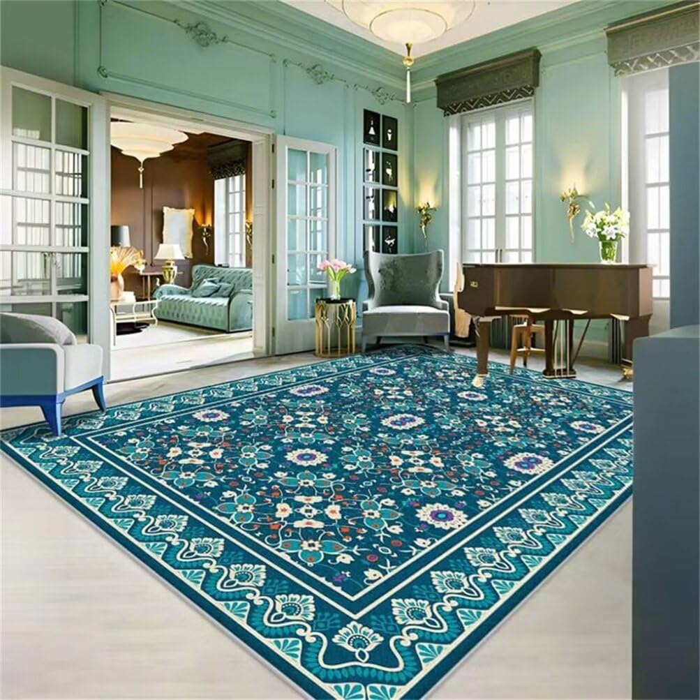Tapis antidérapant et résistant aux taches 100x200cm pour salon familial
