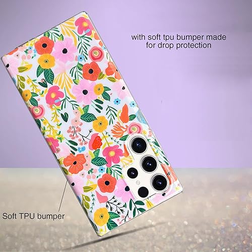 Miniatura 7 de J.west Funda para Galaxy S22 Ultra 5G de 6.8 pulgadas, suave, a prueba de golpes, bonita funda protectora floral para mujer, diseño de patrón de