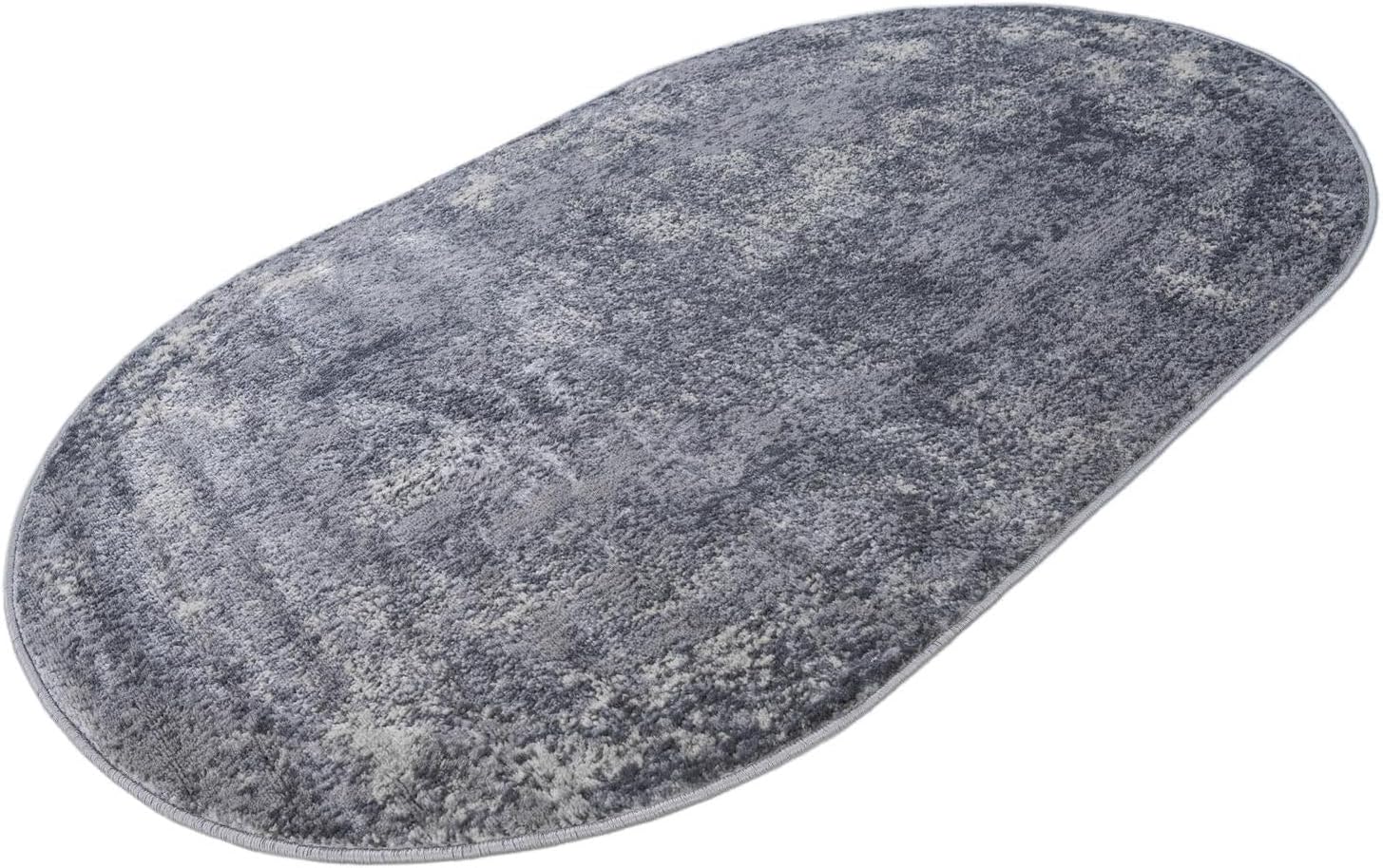 Rugs.com Oregon Collection Rug – 4x6 Oval Gray Low-Pile Rug Perfect for Living Rooms, Large Dining Rooms, Open Floorplans
