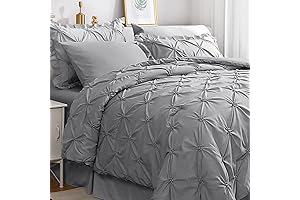 JOLLYVOGUE: 7-Piece Light Gray Pintuck Comforter Set For The Modern Bedroom