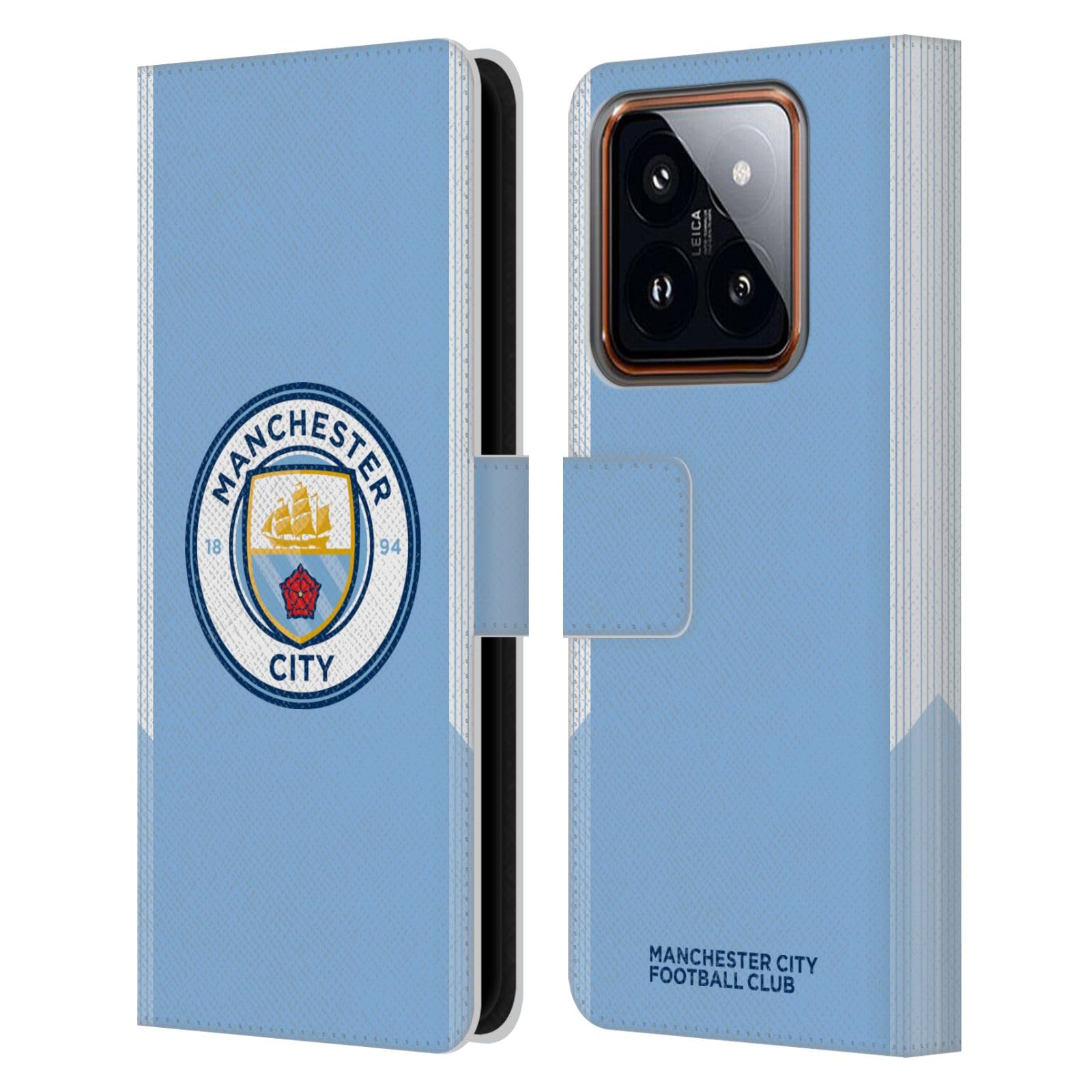 Head Case Designs Officially Licensed Manchester City Man City FC Home Badge Kit 2017/18 Leather Book Wallet Case Cover Compatible with Xiaomi 14
