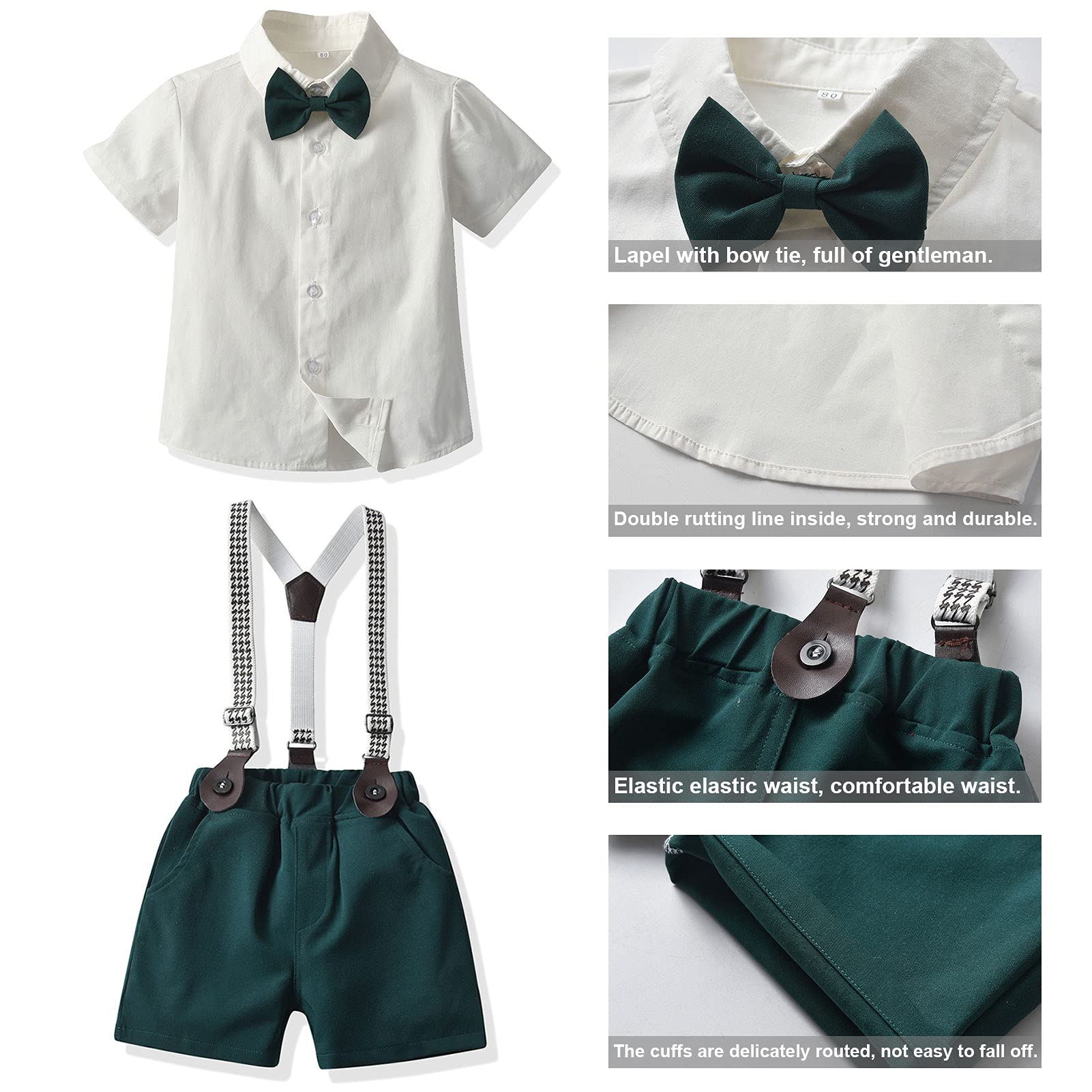 Conjunto de ropa de verano para bebé, con chaquetas de caballero, traje para niños, bautizo, boda, Navidad, manga corta con cuello