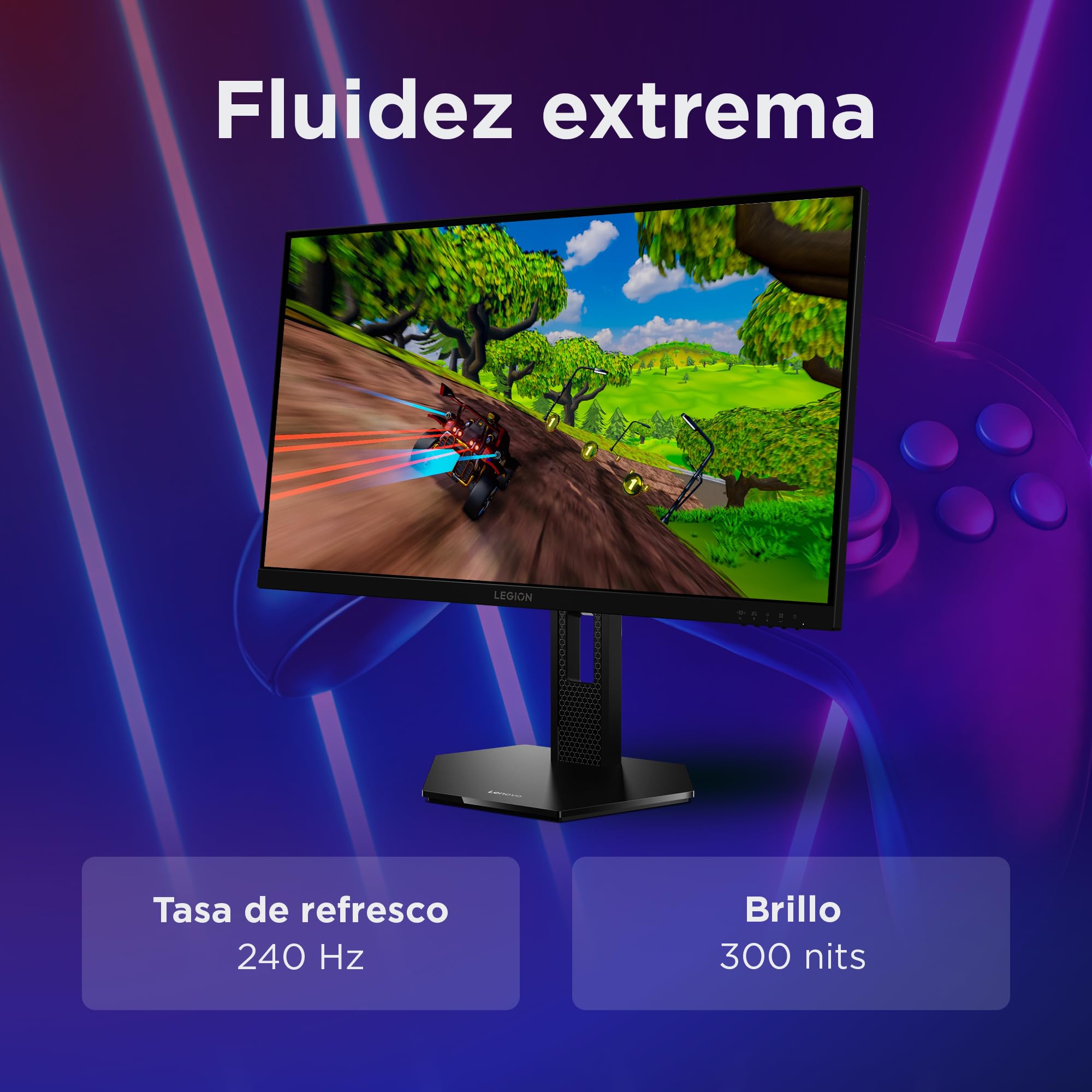 Lenovo Legion 27Q-10 27" Monitor Gaming QHD IPS 240 Hz 0.5 ms HDMI 2.1 DP 1.4 G-Sync FreeSync Premium Negro