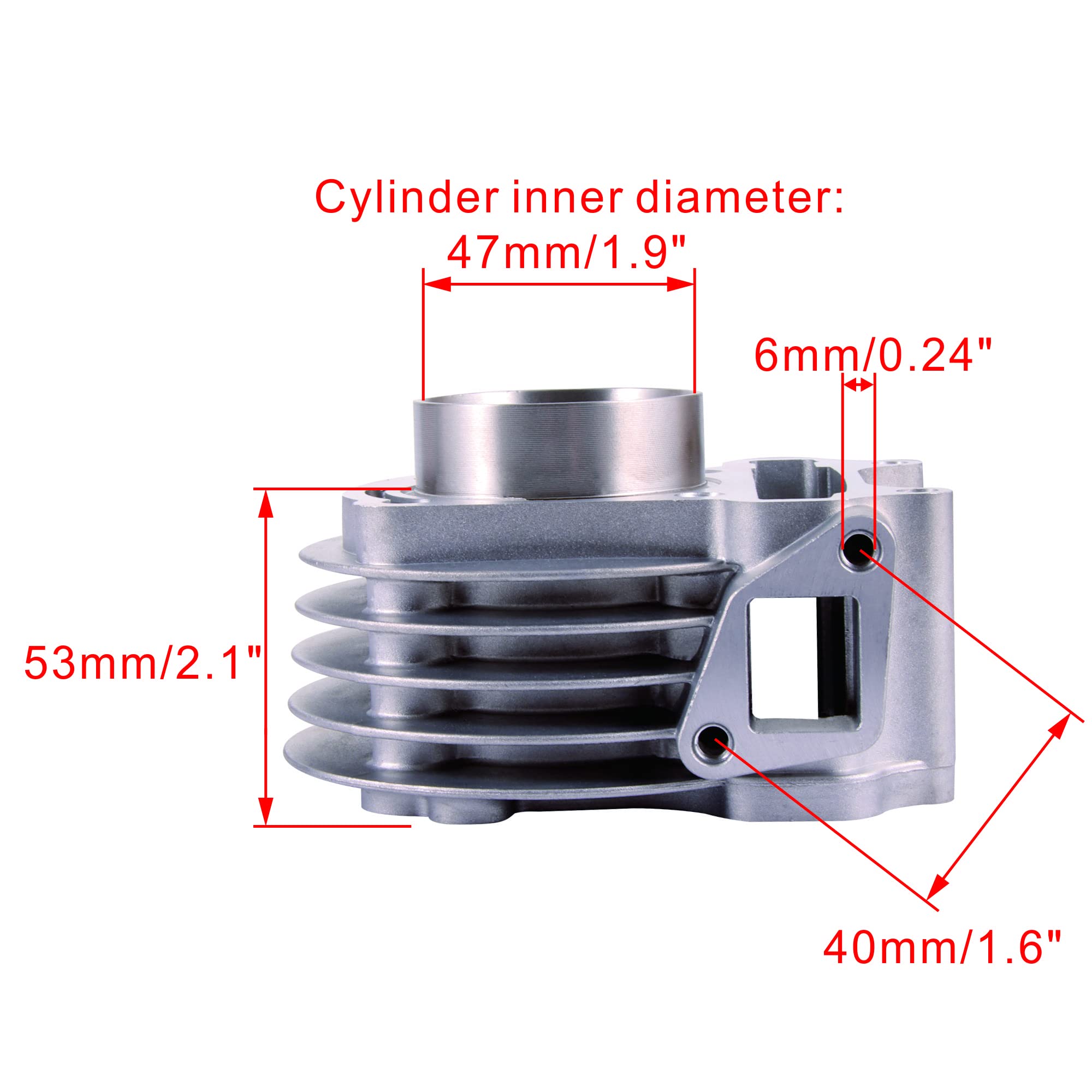 WOOSTAR 47mm Cylindre Complet à Gros Alésage Assemblée Remplacement pour Moteur GY6 4 Temps Taotao 49cc 50cc ATV Scooter 139QMA 139QMB
