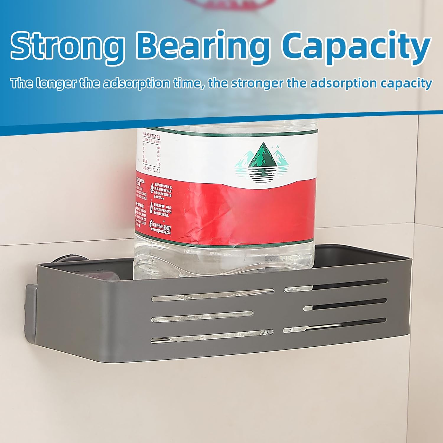 Shower Caddy Suction Cup, Space-Saving Shower Organizer Removable Storage Rack With Large Capacity, No Drilling Suction Shelves for Bathroom Storage & Home Decor(2 Tier Square-Gray)