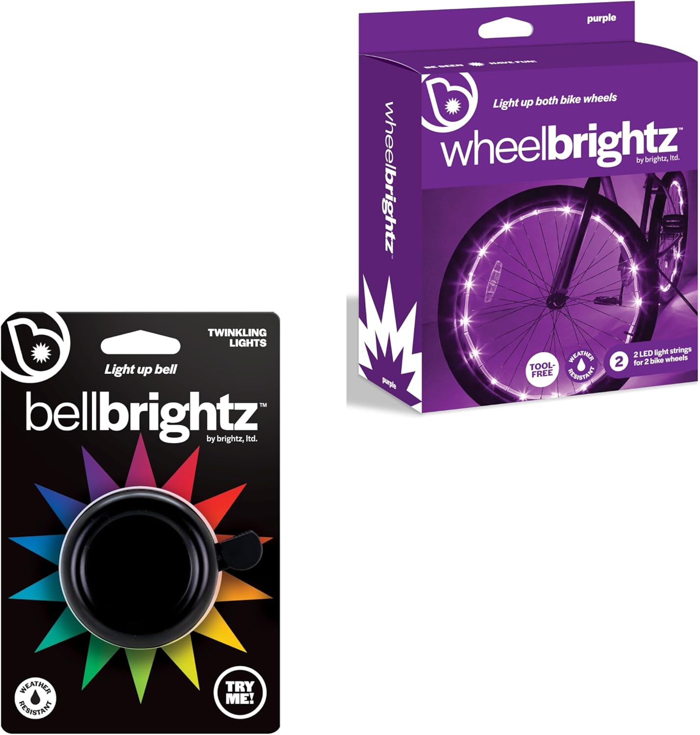 Brightz BellBrightz LED Light Up Bike Bell & WheelBrightz LED Bike Wheel Lights Bundle - Fun, Colorful, and Safe Bicycle Accessories for Kids and Adults - Easy to Install, Durable, & Weather-Resistant