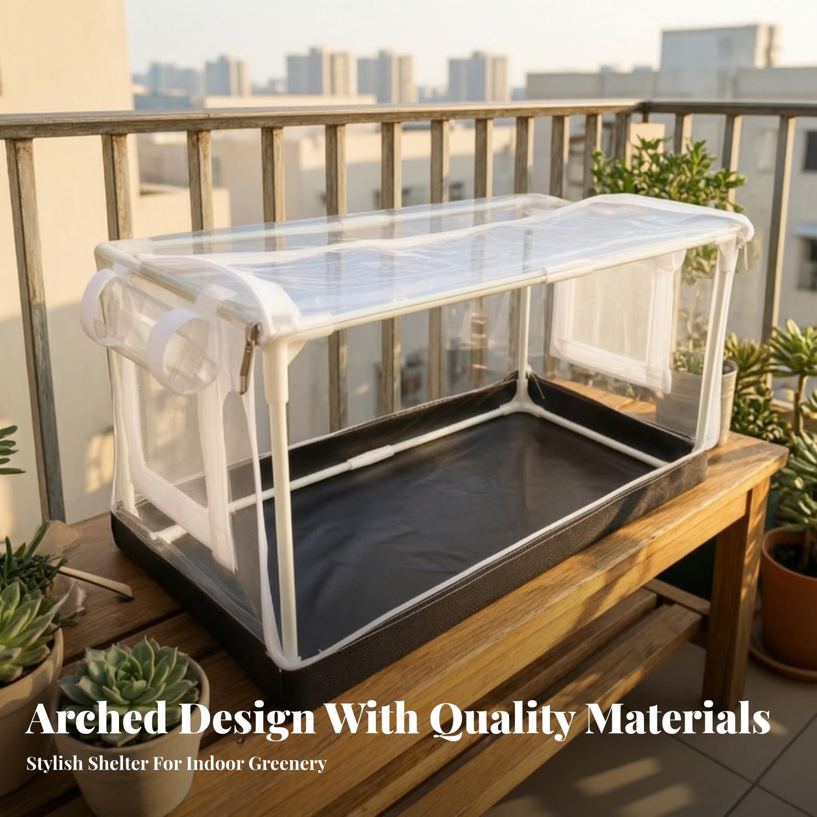 Serre Cverture en PVC | Facile à Entrenir, Serre Cadre en Fibre Verre, pr Terrasse, 80x50x50cm