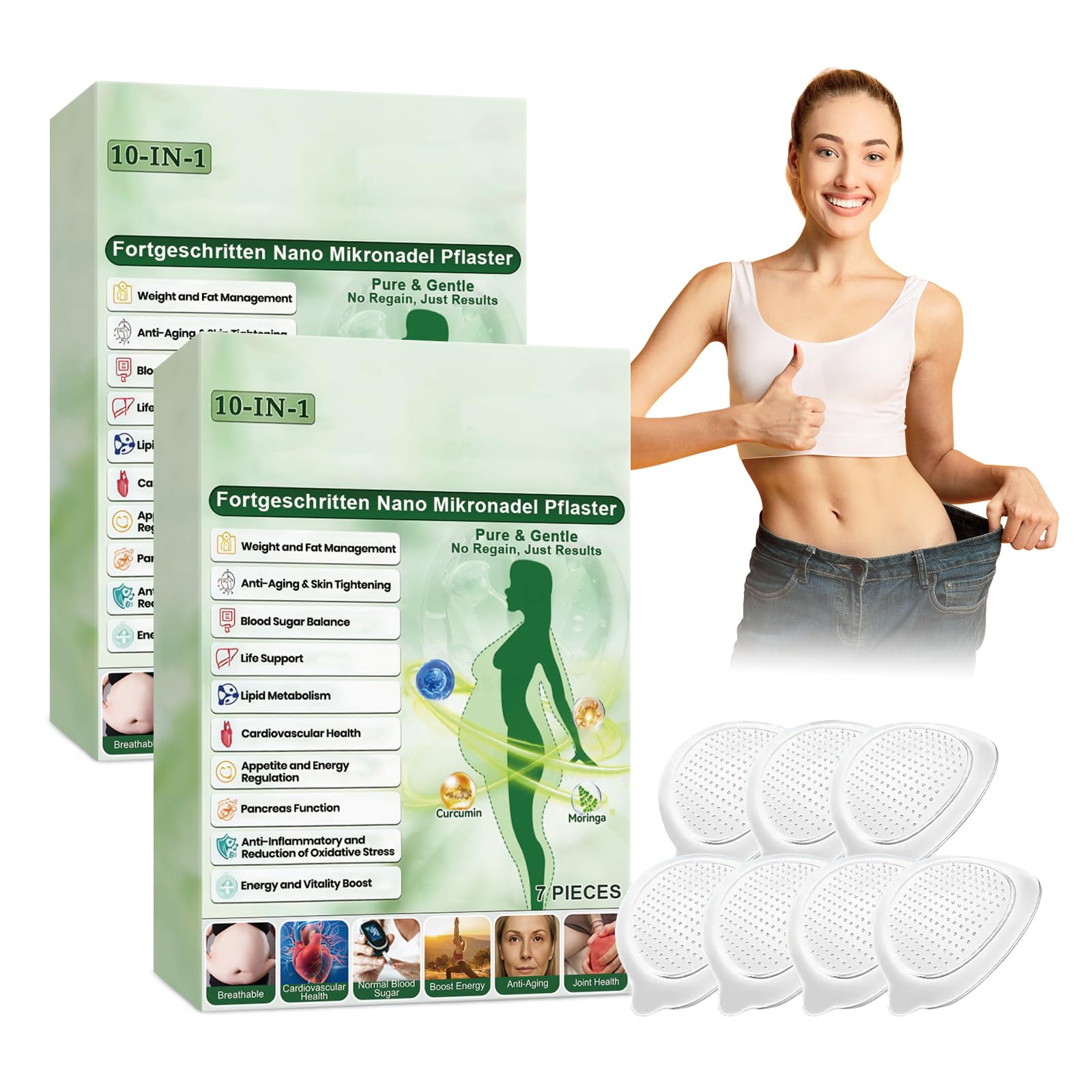 2 confezioni di cerotti dimagranti alla Moringa 10 in 1,cerotti dimagranti con nano microaghi,cerotti alla Moringa 10 in 1,dimagranti e rassodanti,per uomini e donne - 1