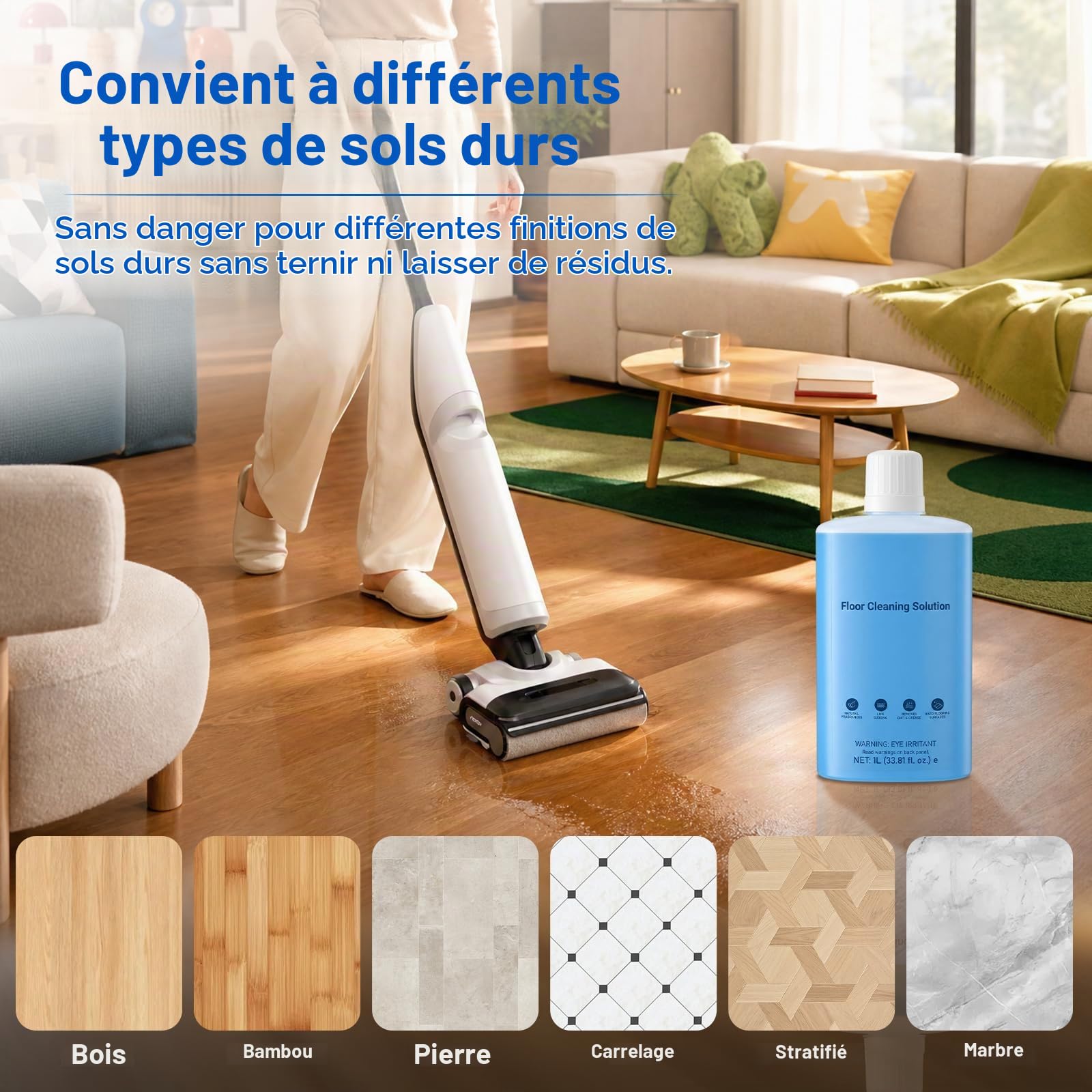 2-Pack Floor Cleaning Solution Compatible with Roborock Saros S8 S7 Q Revo Q Series Floor Cleaner for Hardwood, for Robot & Wet Dry Vacuums Mopping 2L, 33.8 Fl. OZ Original Flavor