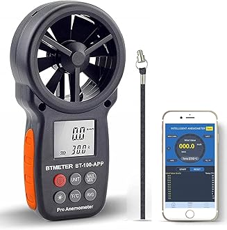 BTMETER Digital Wind Speed Anemometer Handheld, Wireless Bluetooth Vane Anemometer Meter for Wind Chill, Speed, Temperature Monitor (BTMETER BT-100APP)