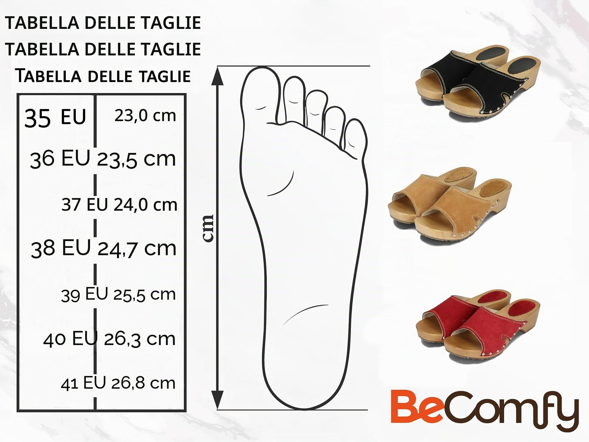 BeComfy Zoccoli da Donna in Pelle Zoccoli con Tacco in Legno per Donna 35-41 EU