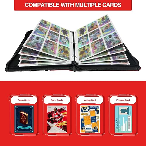 Miniatura 7 de Carpeta de tarjetas con mangas, 9 bolsillos, 900 bolsillos con 50 fundas extraíbles y 4 bolsillos con 12 fundas extraíbles, puede contener 96