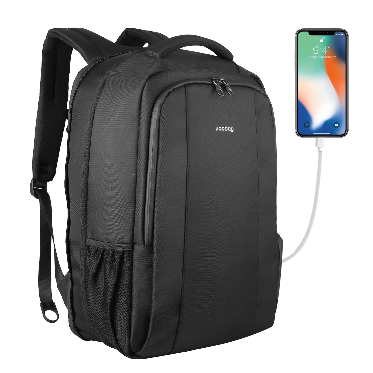 Tigernu Series Business Laptop Backpack Slim Anti Theft Travel Computer Backpacks Environmentally Waterproof Laptops Bag For Men/Women with USB Charging Port 17Inch Black