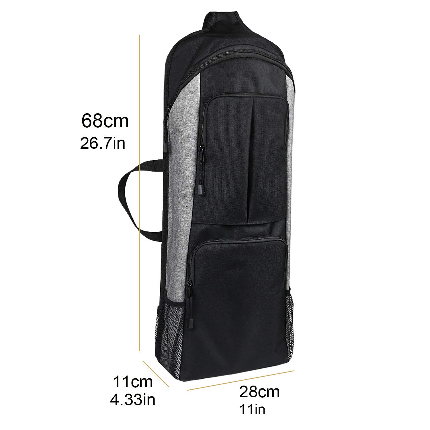 Sac de Tapis de Yoga, Sac de Rangement Multifonction pour Tapis de Yoga, avec Grande Poche latérale et Poche zippée pour, Sac de Transport pour Homme et Femme