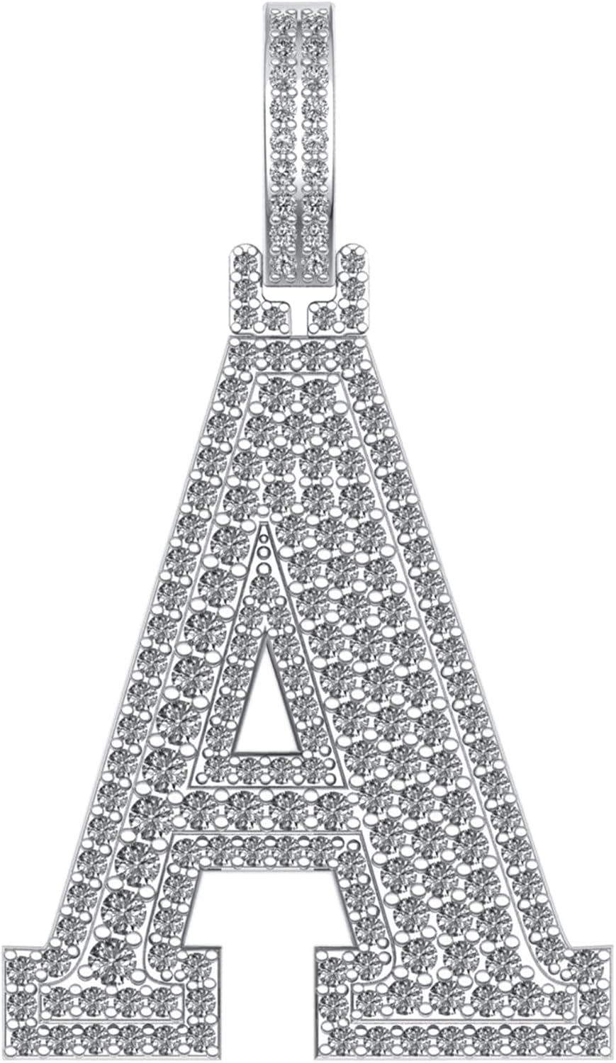 White Gold Plated & Yellow Gold Plated Moissanite Initial Letter Pendant Necklace for Men Women - 925 Sterling Silver Pendant with A to Z Alphabet Jewelry - Gift for Anniversaries or Special Occasions