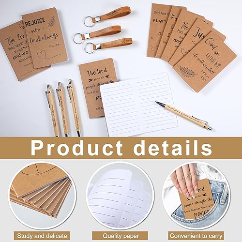Miniatura 3 de 48 unidades de recuerdos de fiesta cristiana de 3 x 5 pulgadas, bolígrafos religiosos de versículos de la Biblia, llaveros a granel Jesús te ama,