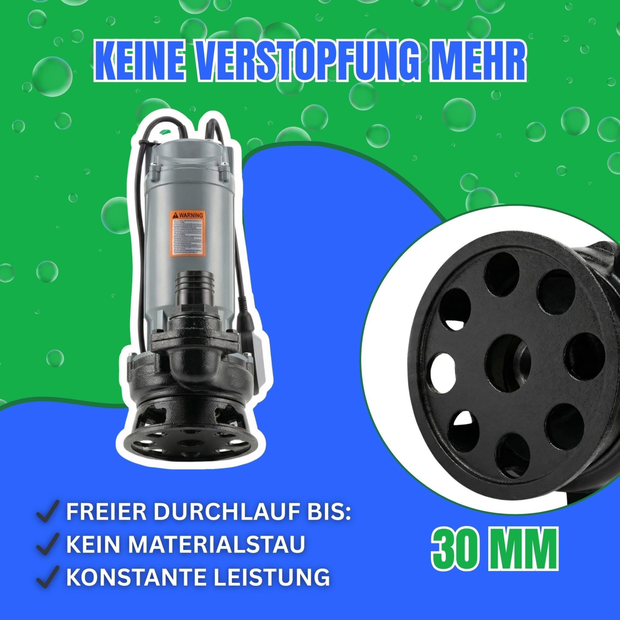 Pompa sommersa per acque scure, 370 Watt, con taglierino
