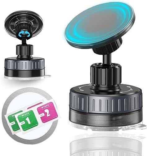 Soporte magnético de teléfono al vacío para Mag Safe 89 + libras de succión más fuerte y 20 imanes N55, soporte de teléfono ajustable para
