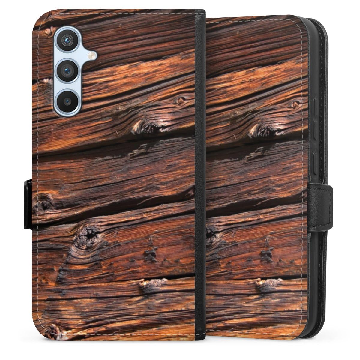 Étui Samsung Galaxy A54 5G folio premium effet poutres en bois rustique