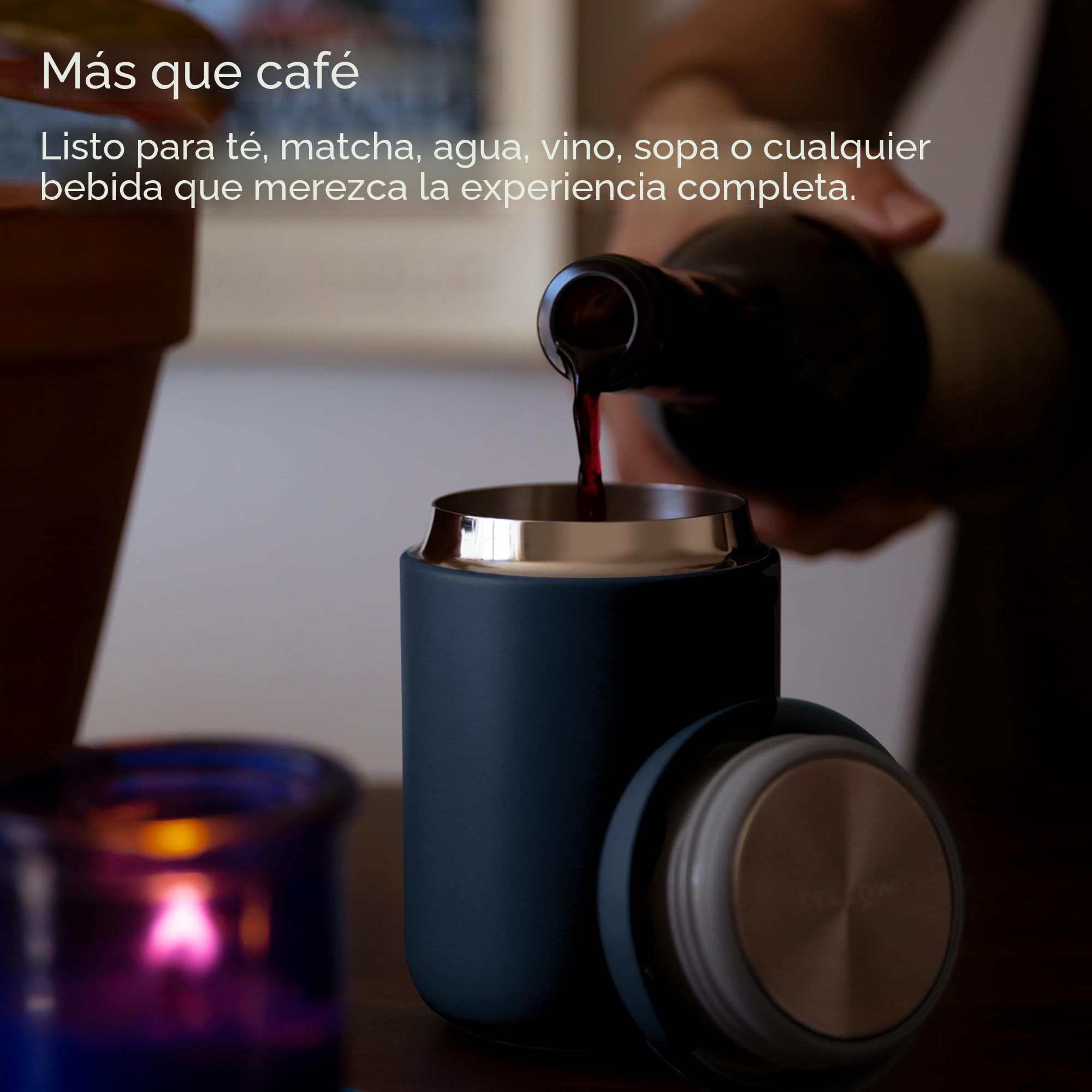 Fellow Carter Everywhere | Taza de viaje | Vaso para café y té de acero inoxidable con aislamiento al vacío, de boca ancha con interior de cerámica | Negro mate | 355 ml