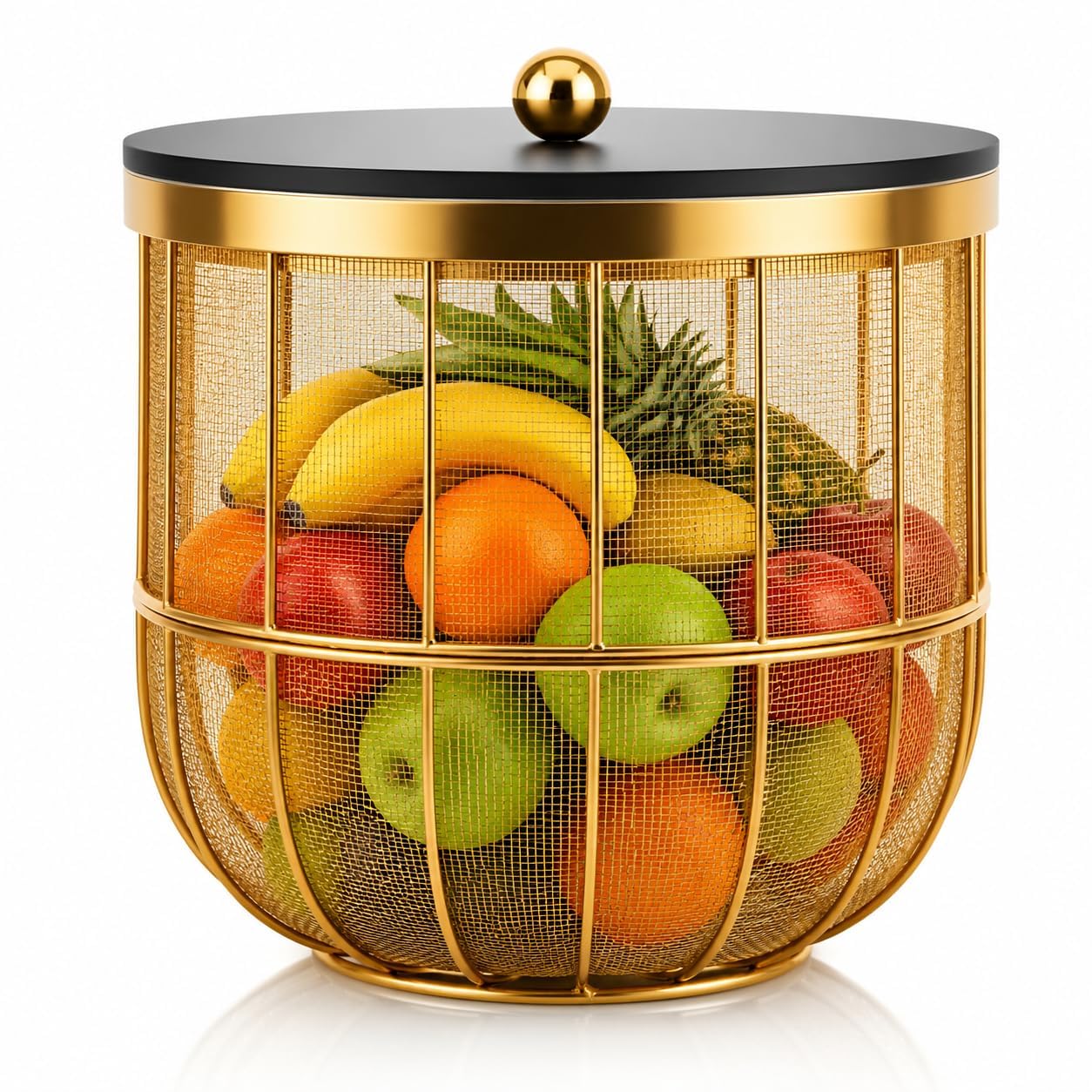 Luxury Metal Fruit Basket with Lid, Modern Wire Mesh Storage Bowl for Kitchen Counter, Decorative Fruit Holder for Dining Table | Organizer for Fruits, Vegetables & Snacks-picture-31