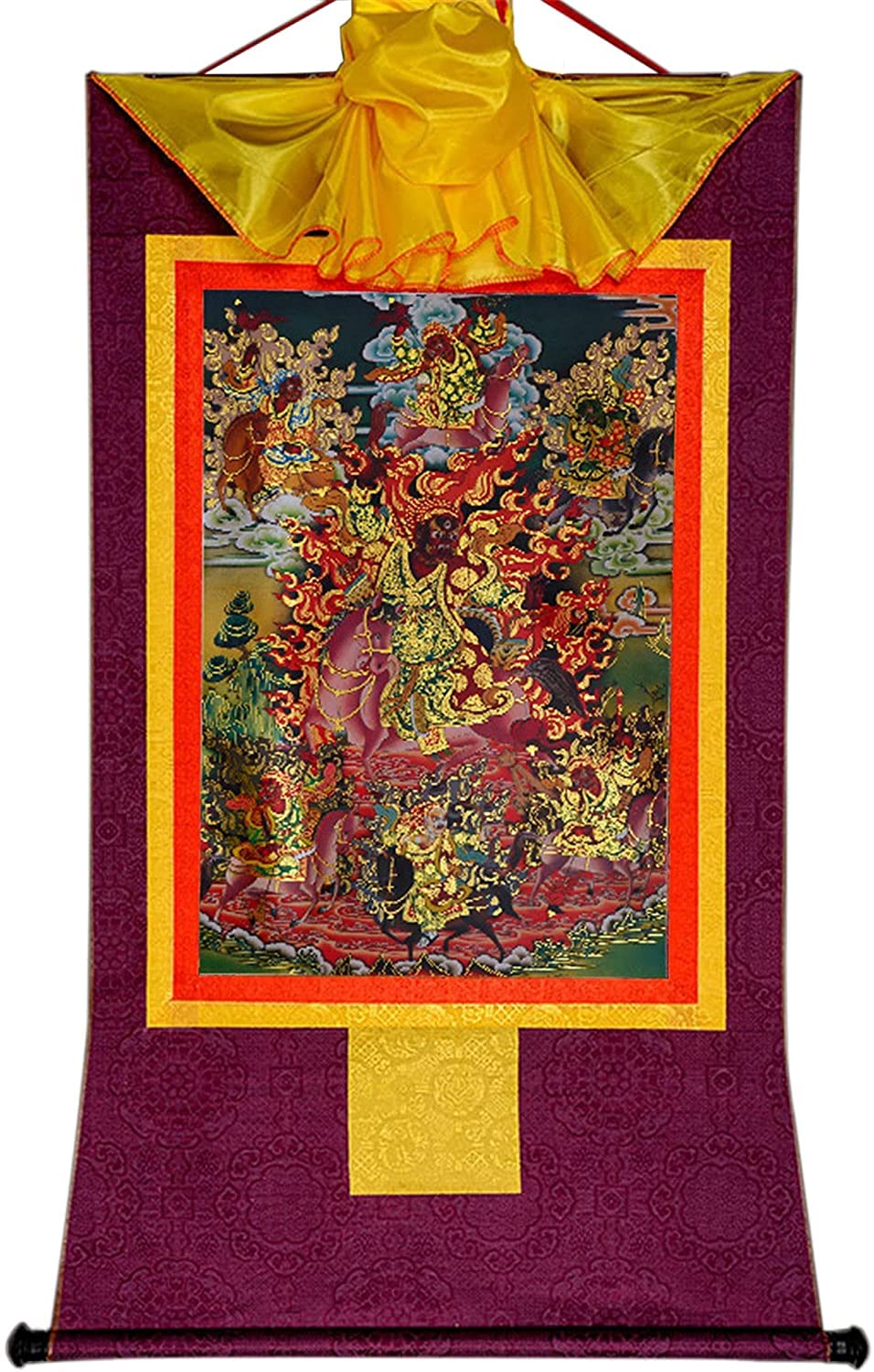Gobelin Thangka, Thangka, buddyjska statua malarstwa Buddy, gobelin Buddy ze zwojem, Tsiu Marpo (kolor: mały (35 cm * 27 cm) fioletowy)